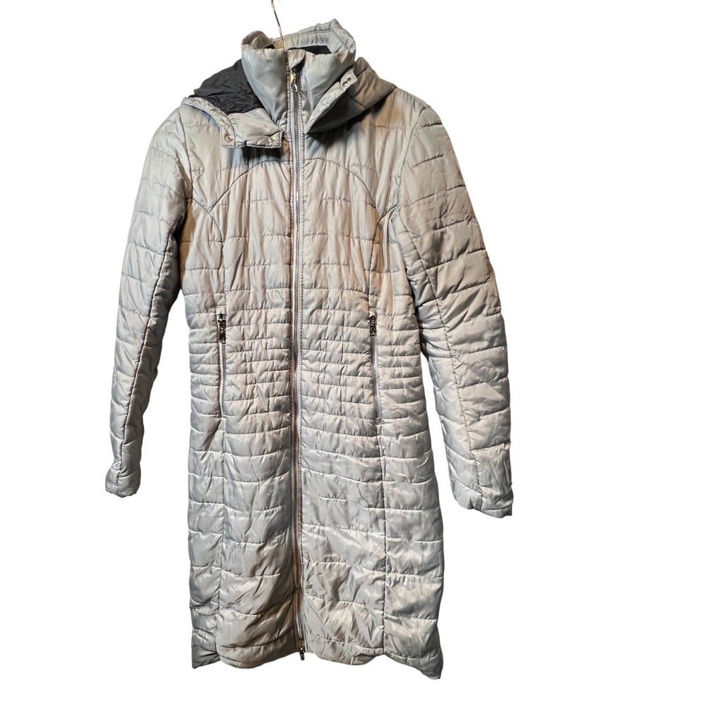 Spyder Womens Parka Puffer Jacket Detachable Hood XS Silver Grey Quilted Coat